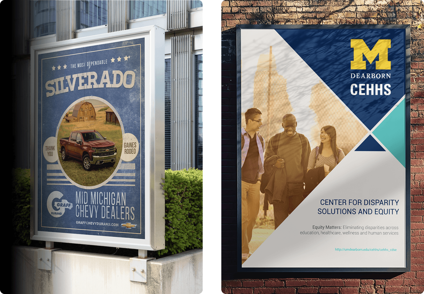 Graphic design samples created by Think Creative for Michigan businesses